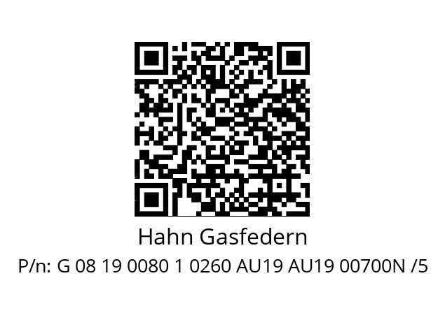   Hahn Gasfedern G 08 19 0080 1 0260 AU19 AU19 00700N /5