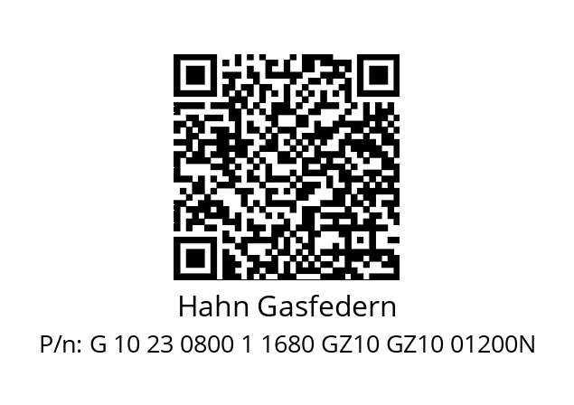   Hahn Gasfedern G 10 23 0800 1 1680 GZ10 GZ10 01200N