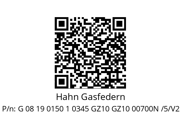   Hahn Gasfedern G 08 19 0150 1 0345 GZ10 GZ10 00700N /5/V2