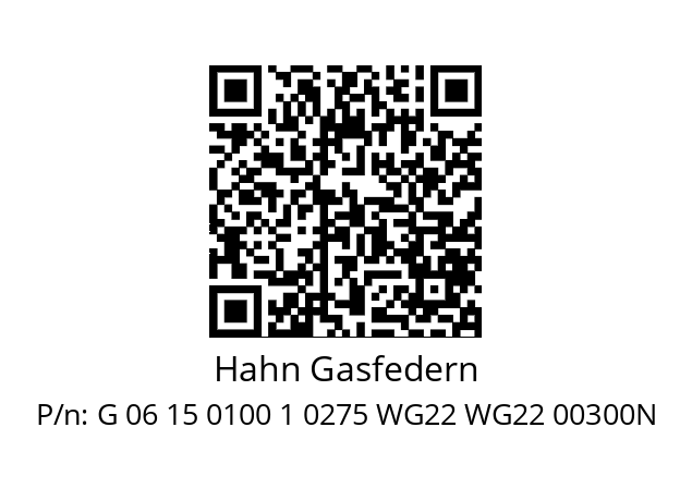   Hahn Gasfedern G 06 15 0100 1 0275 WG22 WG22 00300N