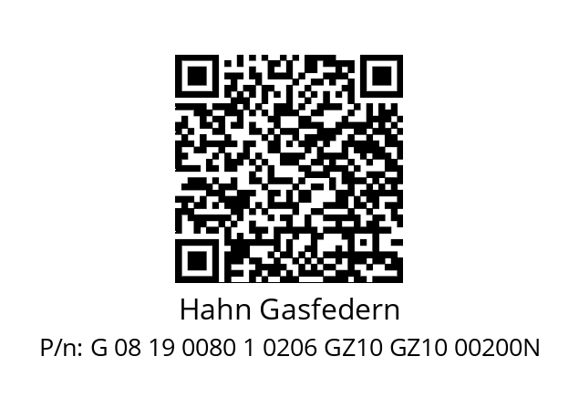   Hahn Gasfedern G 08 19 0080 1 0206 GZ10 GZ10 00200N