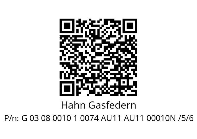   Hahn Gasfedern G 03 08 0010 1 0074 AU11 AU11 00010N /5/6