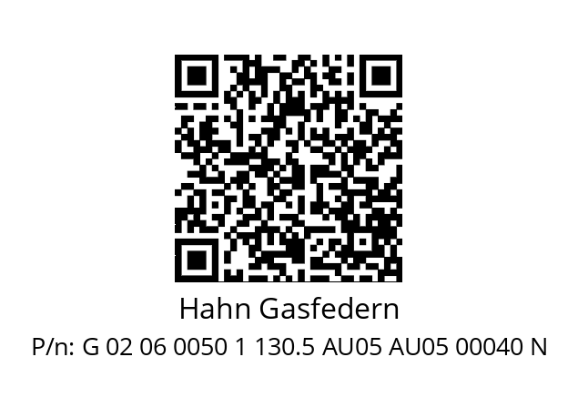   Hahn Gasfedern G 02 06 0050 1 130.5 AU05 AU05 00040 N