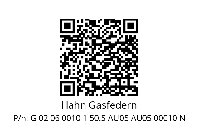   Hahn Gasfedern G 02 06 0010 1 50.5 AU05 AU05 00010 N