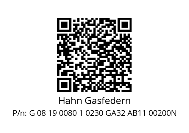   Hahn Gasfedern G 08 19 0080 1 0230 GA32 AB11 00200N