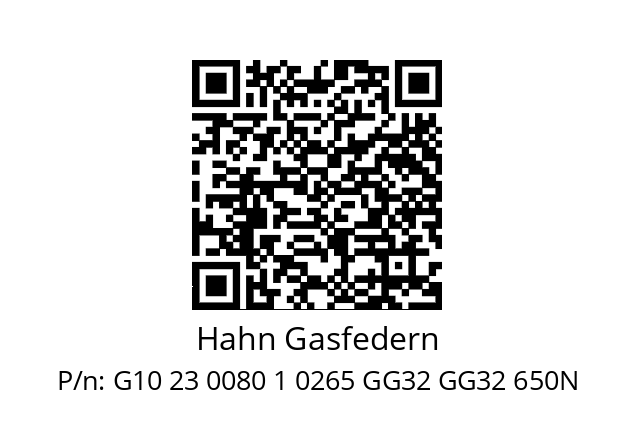   Hahn Gasfedern G10 23 0080 1 0265 GG32 GG32 650N