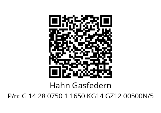   Hahn Gasfedern G 14 28 0750 1 1650 KG14 GZ12 00500N/5