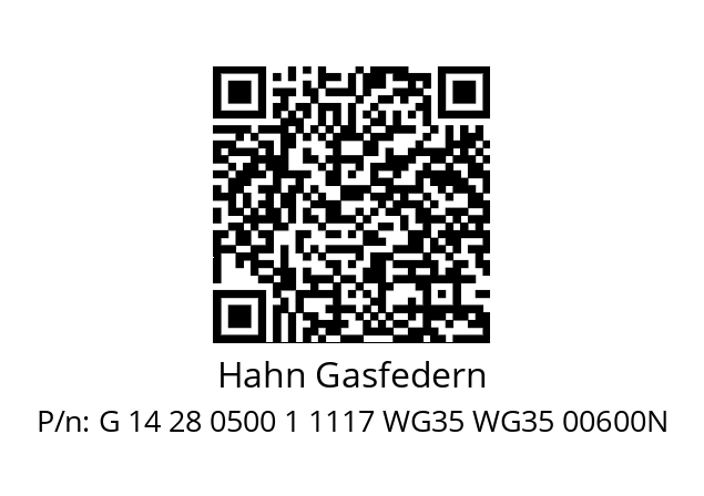   Hahn Gasfedern G 14 28 0500 1 1117 WG35 WG35 00600N