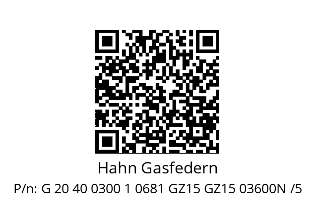   Hahn Gasfedern G 20 40 0300 1 0681 GZ15 GZ15 03600N /5