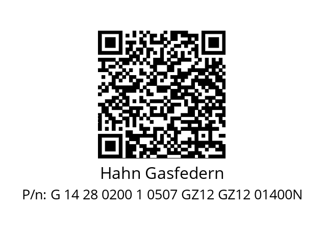   Hahn Gasfedern G 14 28 0200 1 0507 GZ12 GZ12 01400N