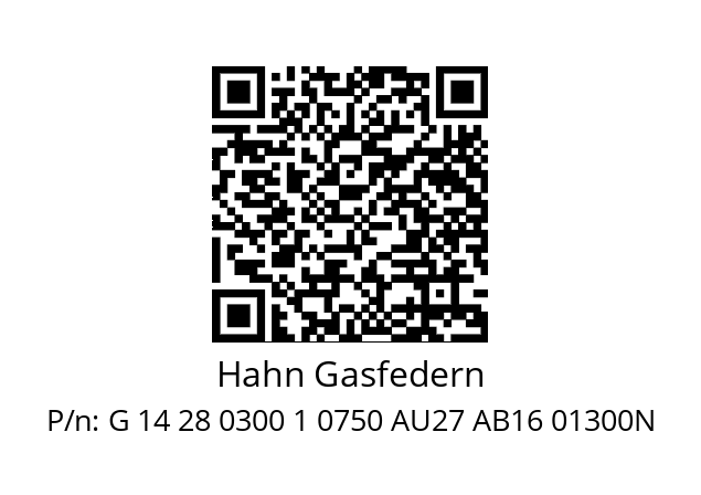   Hahn Gasfedern G 14 28 0300 1 0750 AU27 AB16 01300N