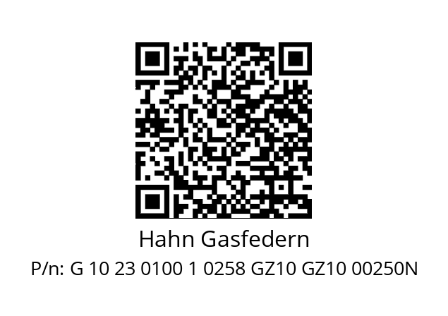   Hahn Gasfedern G 10 23 0100 1 0258 GZ10 GZ10 00250N