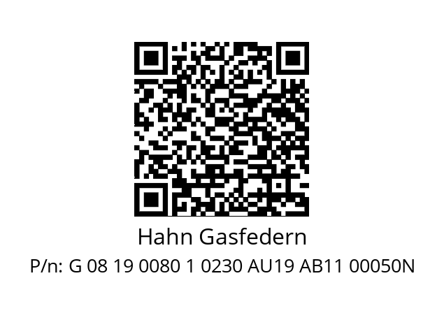   Hahn Gasfedern G 08 19 0080 1 0230 AU19 AB11 00050N