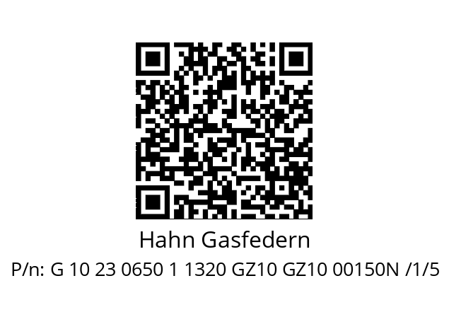   Hahn Gasfedern G 10 23 0650 1 1320 GZ10 GZ10 00150N /1/5