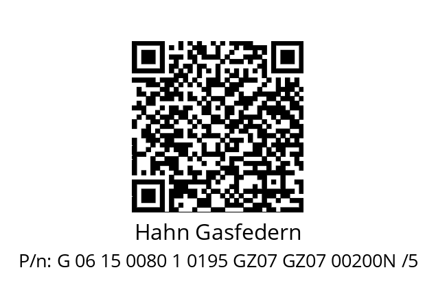   Hahn Gasfedern G 06 15 0080 1 0195 GZ07 GZ07 00200N /5