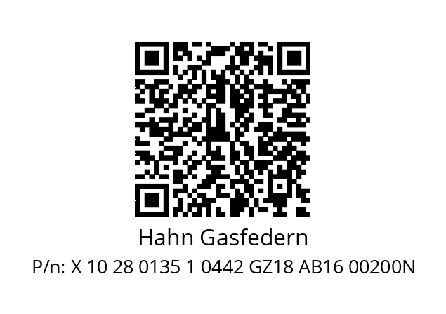   Hahn Gasfedern X 10 28 0135 1 0442 GZ18 AB16 00200N