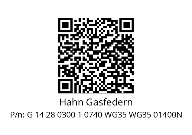   Hahn Gasfedern G 14 28 0300 1 0740 WG35 WG35 01400N