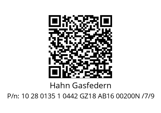   Hahn Gasfedern 10 28 0135 1 0442 GZ18 AB16 00200N /7/9