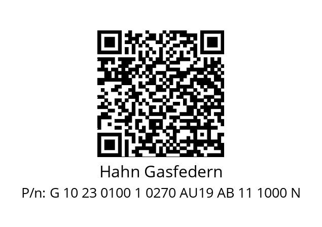   Hahn Gasfedern G 10 23 0100 1 0270 AU19 AB 11 1000 N