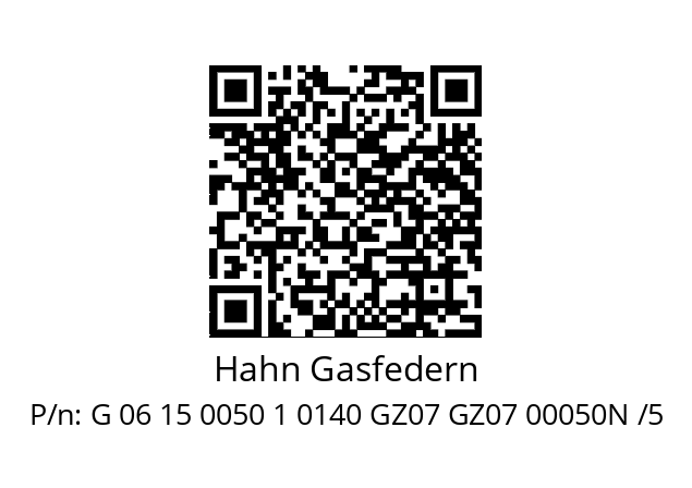   Hahn Gasfedern G 06 15 0050 1 0140 GZ07 GZ07 00050N /5