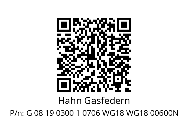   Hahn Gasfedern G 08 19 0300 1 0706 WG18 WG18 00600N