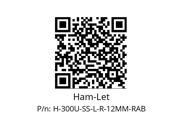   Ham-Let H-300U-SS-L-R-12MM-RAB