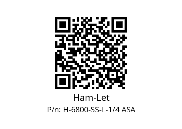   Ham-Let H-6800-SS-L-1/4 ASA