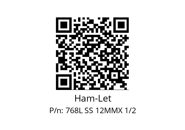   Ham-Let 768L SS 12MMX 1/2