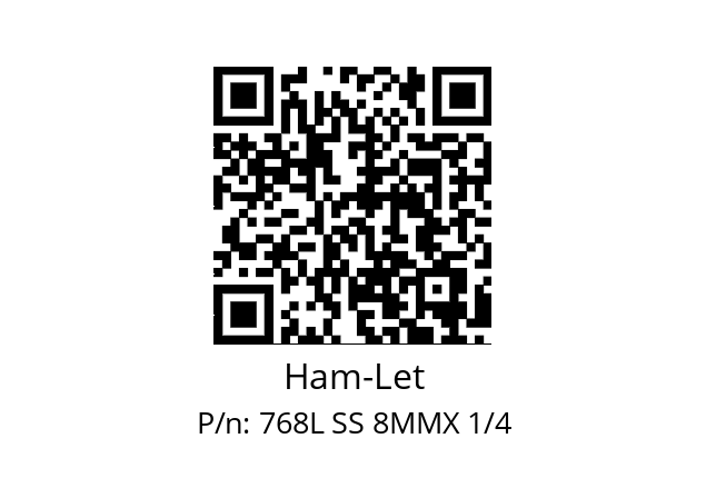   Ham-Let 768L SS 8MMX 1/4