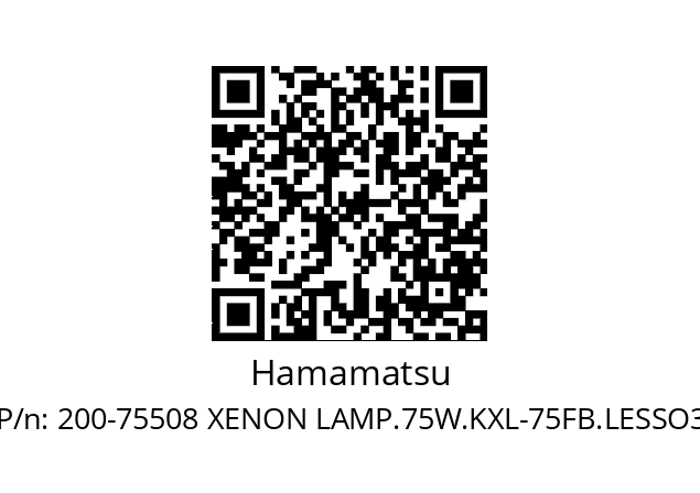   Hamamatsu 200-75508 XENON LAMP.75W.KXL-75FB.LESSO3