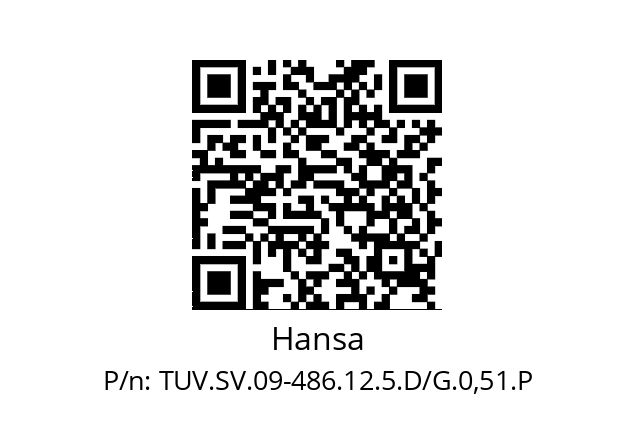   Hansa TUV.SV.09-486.12.5.D/G.0,51.P