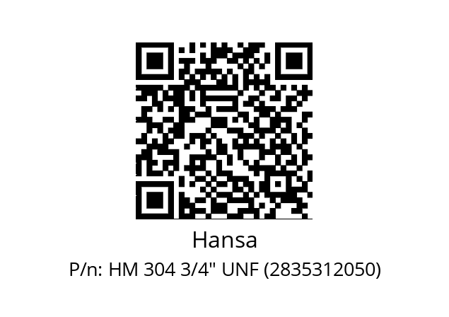   Hansa HM 304 3/4" UNF (2835312050)