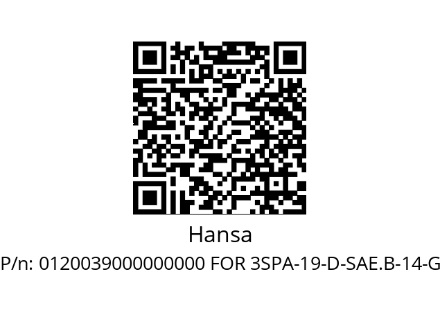   Hansa 0120039000000000 FOR 3SPA-19-D-SAE.B-14-G