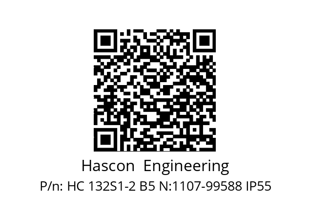   Hascon  Engineering HC 132S1-2 B5 N:1107-99588 IP55