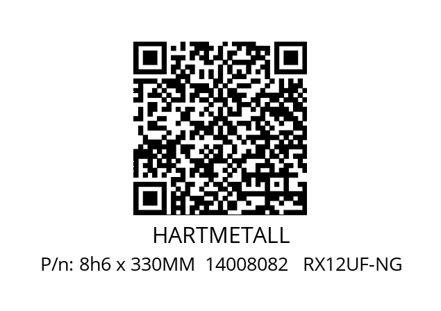   HARTMETALL 8h6 x 330MM  14008082   RX12UF-NG