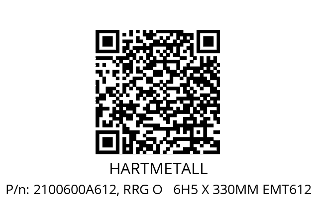   HARTMETALL 2100600A612, RRG O   6H5 X 330MM EMT612