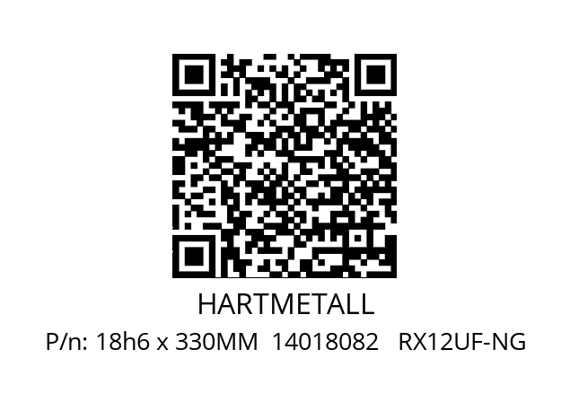   HARTMETALL 18h6 x 330MM  14018082   RX12UF-NG