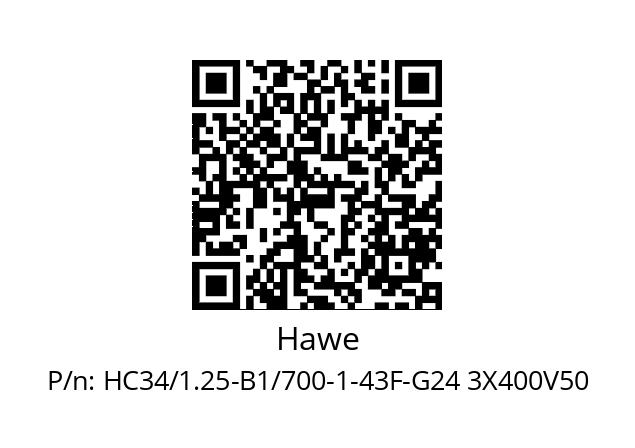   Hawe HC34/1.25-B1/700-1-43F-G24 3X400V50