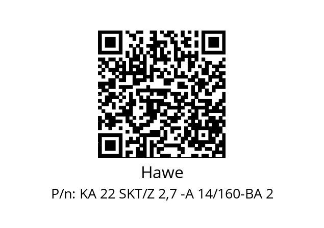   Hawe KA 22 SKT/Z 2,7 -A 14/160-BA 2