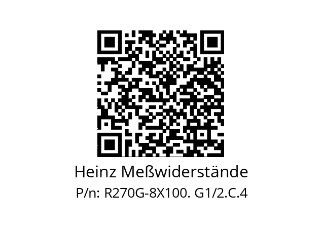   Heinz Meßwiderstände R270G-8X100. G1/2.C.4