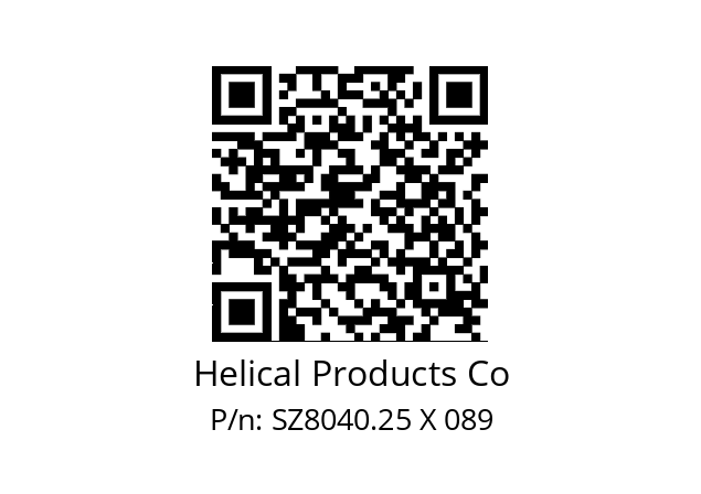   Helical Products Co SZ8040.25 X 089