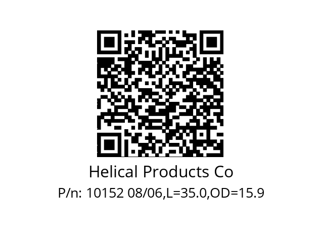   Helical Products Co 10152 08/06,L=35.0,OD=15.9