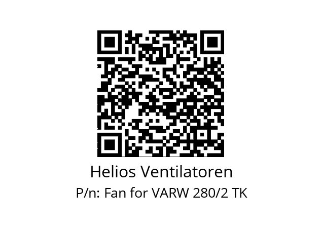   Helios Ventilatoren Fan for VARW 280/2 TK