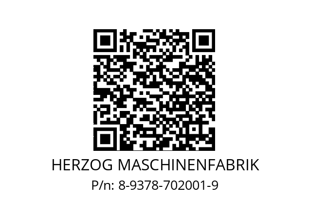   HERZOG MASCHINENFABRIK 8-9378-702001-9