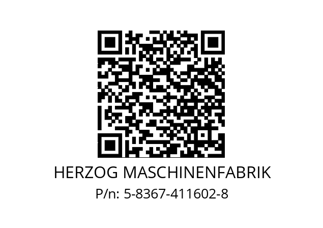   HERZOG MASCHINENFABRIK 5-8367-411602-8