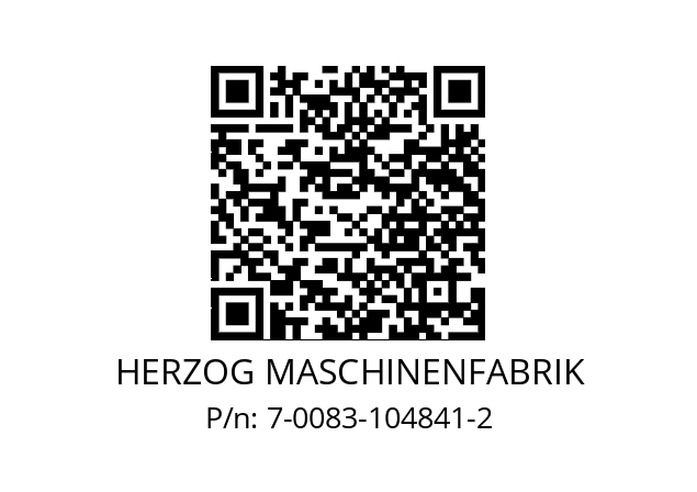   HERZOG MASCHINENFABRIK 7-0083-104841-2