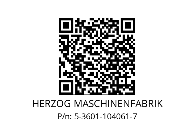   HERZOG MASCHINENFABRIK 5-3601-104061-7