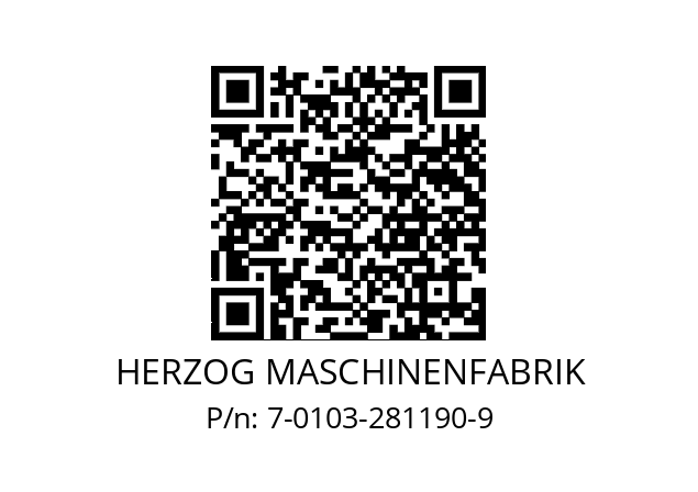   HERZOG MASCHINENFABRIK 7-0103-281190-9