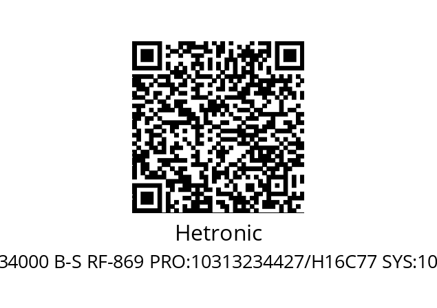   Hetronic Z100134000 B-S RF-869 PRO:10313234427/H16C77 SYS:10013180034