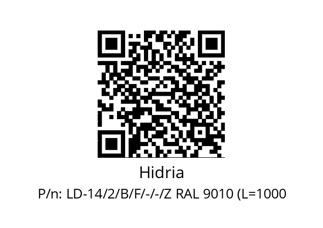   Hidria LD-14/2/B/F/-/-/Z RAL 9010 (L=1000